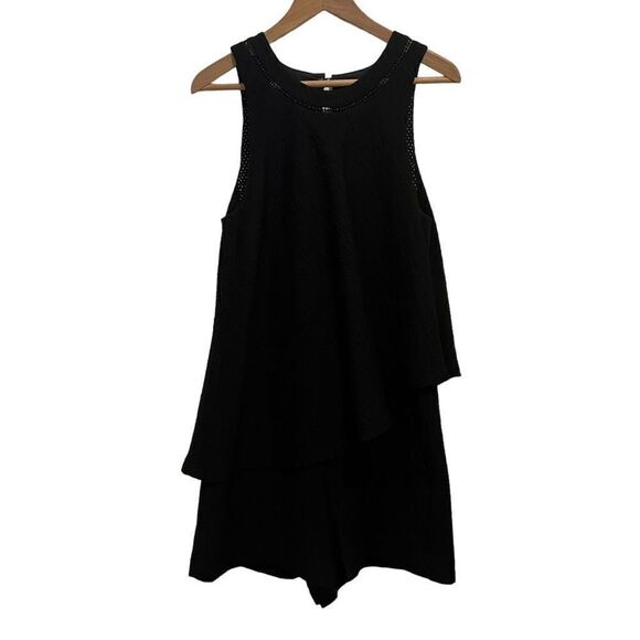 Elevenses Anthropologie Santa Ana Black Shorts Romper Size M - Picture 3 of 12